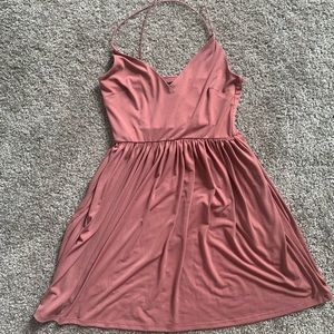 Forever21 pink deep v a line stretchy dress